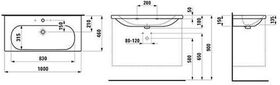 Laufen Waschtisch LUA 100x46cm unterbauf m ÜL 1 HL-A weiß