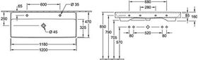 V&B Schrankwaschtisch COLLARO 1200x470mm m ÜL f 2x 1-L Arm we C+