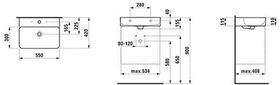 Laufen Waschtisch VAL 550x420mm m Überlauf ohne Hahnloch weiß