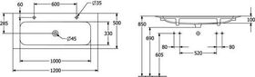 V&B Schrankwaschtisch FINION ohne ÜL 1200x500mm we C+