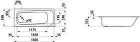 Laufen Einbau-Badewanne LAUFEN PRO 1600x700mm weiß