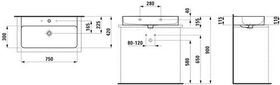 Laufen Aufsatzwaschtisch VAL 750x420mm m Überlauf ohne Hahnloch weiß