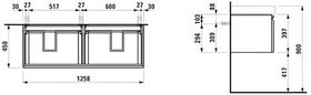 Laufen Waschtischunterbau LAUFEN PRO S 1260x450x390mm 2 Schubl. u 2 Innenschub