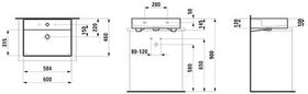 Laufen Aufsatzwaschtisch KARTELL 600x460mm Unt geschli m ÜL 1 HL-Ausf. we