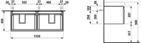 Laufen Waschtischunterbau LAUFEN PRO S 1160x395x450mm 2 Schubladen multicolor