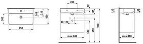 Laufen Waschtisch VAL 650x420mm m ÜL 3 HL-Ausf. weiß