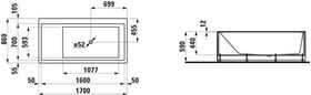 Laufen Badewanne KARTELL 1700x860mm E re m LED-B. i Überlaufsp we