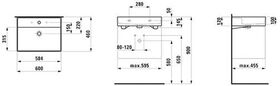 Laufen Waschtisch KARTELL 600x460mm unterbauf m ÜL 1 HL-Ausf. sw