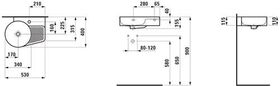 Laufen Waschtisch VAL 530x400mm we ma m Überlauf ohne Hahnloch