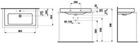 Laufen Aufsatzwaschtisch LAUFEN PRO S 850x460mm m ÜL 3 HL-Ausf. weiß LCC