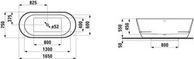 Laufen Badewanne LAUFEN PRO 1650x750mm, freistehend weiß