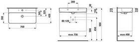 Laufen Waschtisch VAL 750x420mm m ÜL 3 HL-Ausf. weiß