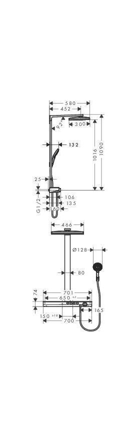 HG Showerpipe RAINMAKER SELECT 460 3jet DN 15 EcoSm Version 9 l/min weiß/chrom