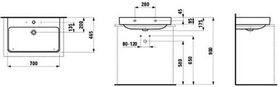 Laufen Aufsatzwaschtisch LAUFEN PRO S 700x465mm m Überlauf ohne Hahnloch weiß