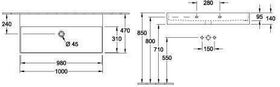 V&B Waschtisch 2.0 MEMENTO 1000x470mm o ÜL ohne HL we