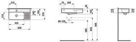 Laufen Waschtisch COMPACT VAL 600x315mm we mit Überlauf ohne Hahnloch