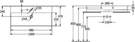 V&B Waschtisch 2.0 MEMENTO 1000x470mm o ÜL f 3-L Armatur ebony C+