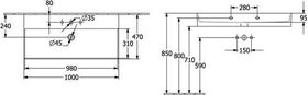 V&B Waschtisch 2.0 MEMENTO 1000x470mm o ÜL für 3-Loch Armatur we