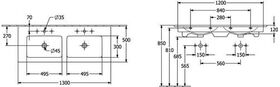 V&B Schrank-Doppelwaschtisch VENTICELLO 1300x500mm, mit ÜL we