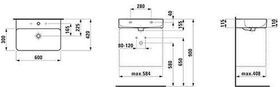 Laufen Waschtisch VAL 600x420mm m ÜL ohne Hahnloch weiß LCC