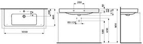 Laufen Aufsatzwaschtisch LAUFEN PRO S 1050x460mm m ÜL 1 HL-Ausf. weiß LCC