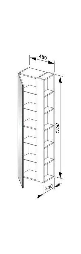 Keuco Hochschrank X-LINE 480x1750x300mm, Anschlag links cashmere