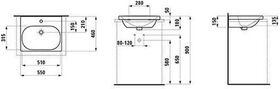 Laufen Aufsatzwaschtisch LUA 55x46cm m ÜL ohne Hahnloch weiß LCC