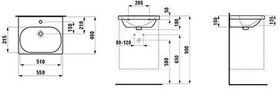 Laufen Waschtisch LUA 55x46cm unterbauf m ÜL o Hahnloch weiß