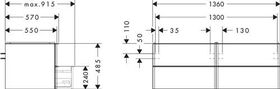 HG Waschtischunterschrank Xelu Q 1360x485x550mm diamantengr ma Gri chrom