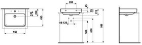 Laufen Aufsatzwaschtisch LAUFEN PRO S Spezialausf o ÜL 1 HL-Ausf. 550x465mm we