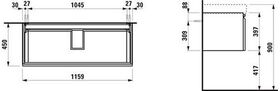 Laufen Waschtischunterbau LAUFEN PRO S 1160x395x450mm 1 Sch. u Innenschub Ei h.