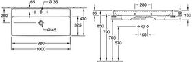 V&B Schrankwaschtisch COLLARO 1000x470mm m ÜL m HL stone white C+