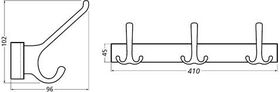 Huthakenleiste 0822-0823 3 Hak.A.96mm LM silberf.elox.H.102mm HERMETA