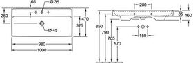 V&B Schrankwaschtisch COLLARO 1000x470mm o ÜL mit HL we