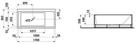 Laufen Badewanne KARTELL 1700x860mm E li m LED-B. i Überlaufsp we