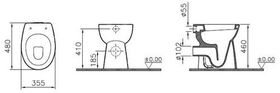 VitrA Stand-WC CONFORMA Flachspüler, 355x485x460mm weiß