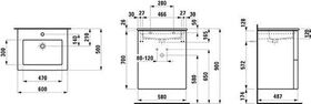 Laufen Waschtischunterbau KARTELL 600x500mm m WT 1 HL u ÜL weiß/weiß matt