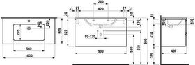 Laufen Waschtisch LAUFEN PRO S m WT-Unterbau 1000x500mm 2 Schubl. we ma