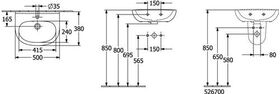 V&B Handwaschbecken O.NOVO 50x38cm Be mttg ov mit ÜL we C+