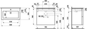 Laufen Waschtischunterbau KARTELL 800x500mm m WT 1 HL u ÜL weiß/kieselgrau