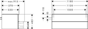 HG Waschtischunterschrank Xelu Q 1180x485x550mm diamantengr ma Gri mweiß