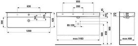 Laufen Waschtisch VAL 1200x420mm m ÜL 2 HL-Ausf. weiß