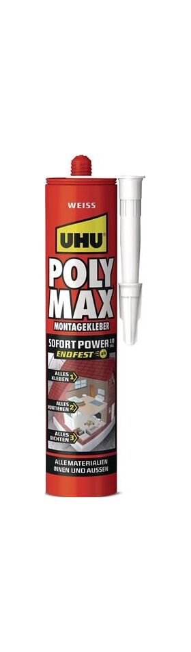 Kleb- u.Dichtstoff POLY MAX 10 SEK SOFORT POWER weiß 425g Kartusche UHU