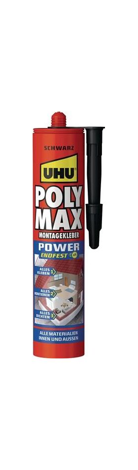 Kleb-/Dichtstoff POLY MAX POWER schwarz 425g Kartusche UHU