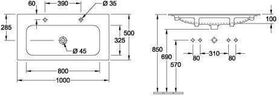 V&B Schrankwaschtisch FINION ohne ÜL 1000x500mm we C+