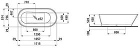 Laufen Badewanne KARTELL 1715x815mm, freistehend weiß