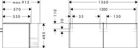 HG Waschtischunterschrank Xelu Q 1360x485x550mm diamantengr ma Gri chrom