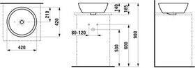 Laufen Waschtisch-Schale LAUFEN PRO B 420x420mm m ÜL ohne Hahnloch weiß LCC