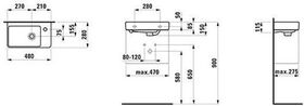 Laufen Handwaschbecken LAUFEN PRO S 480x280mm asym re m ÜL 1 HL-Ausf. we LCC