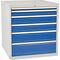 Schubladenschrank H1019xB1005xT736mm lichtgrau/signalblau 6 Schubl.Vollauszug